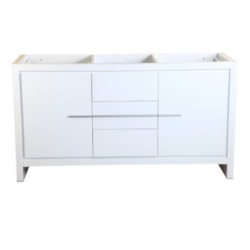 Fresca Allier 60" White Modern Double Sink Vanity Base Cabinet, 59-5/8" W x 20-1/4" D x 32-1/2" H