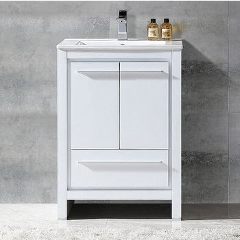 White Front View (Cabinet w/ Counter & Sink Only)
