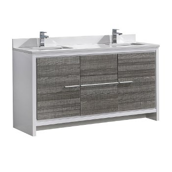 48" Ash Gray Double Sink Base Cabinet