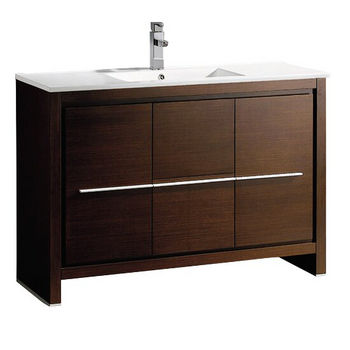 Wenge Brown White Background (Cabinet w/ Counter & Sink Only)