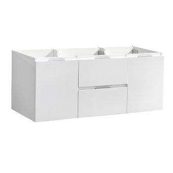 48" Glossy White Double Sink Base Cabinet