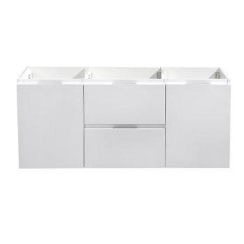 48" Glossy White Double Sink Front View