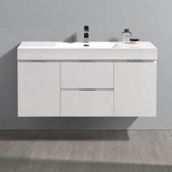 48" Glossy White Vanity w/ Sink