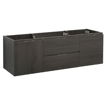 60" Gray Oak Double Sink Base Cabinet