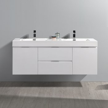 60" Glossy White Vanity w/ Sink