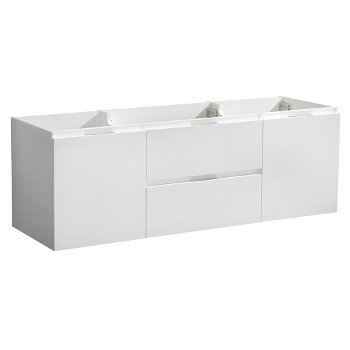 60" Glossy White Double Sink Base Cabinet