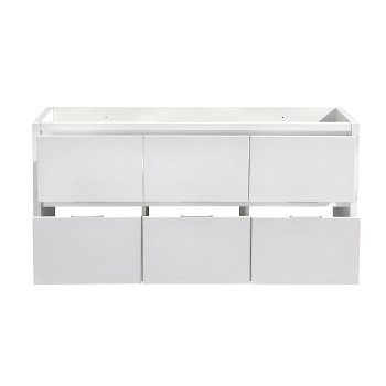48" Glossy White Double Sink Opened Front View