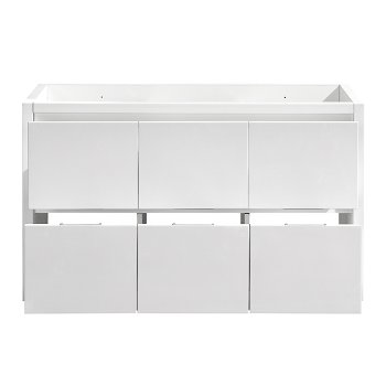 48" Glossy White Single Sink Opened Front View