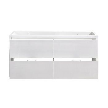 60" Glossy White Double Sink Opened Front View