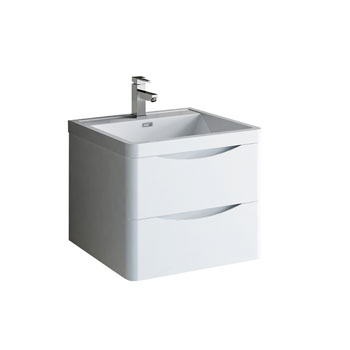 24" Glossy White Cabinet with Sink Product View