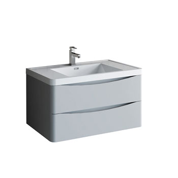 36" Glossy Gray Cabinet with Sink Product View