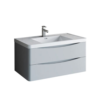 40" Glossy Gray Cabinet with Sink Product View