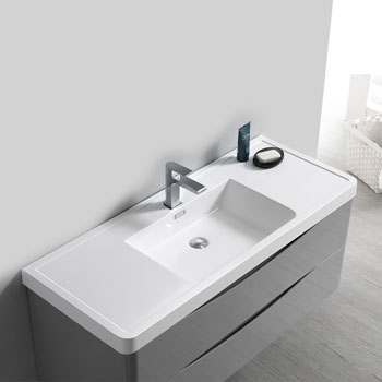 Glossy Gray Single with Sink Overhead View