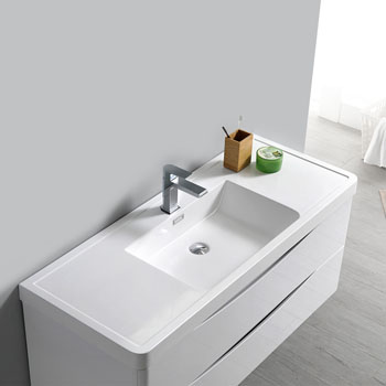 Glossy White Single with Sink Overhead View