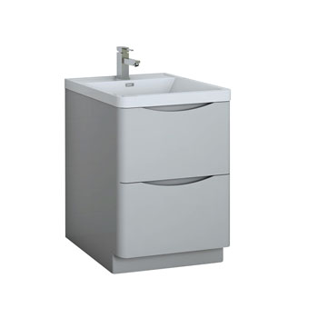 24" Glossy Gray Cabinet with Sink Product View