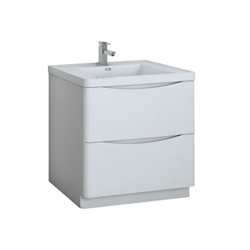 32" Glossy White Cabinet with Sink Product View