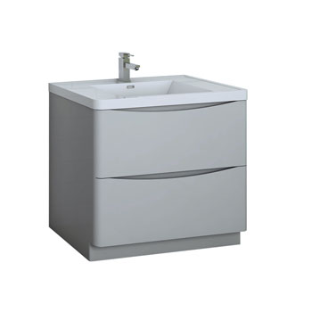 36" Glossy Gray Cabinet with Sink Product View