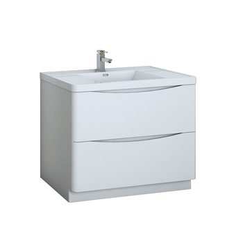 40" Glossy White Cabinet with Sink Product View