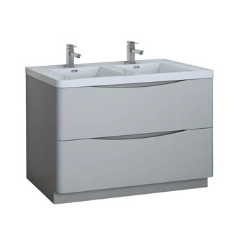  Glossy Gray Cabinet with Sinks Product View