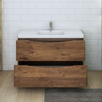  Rosewood Single Cabinet with Sink Drawers Open