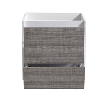 24" Glossy Ash Gray Cabinet Only Drawers Open