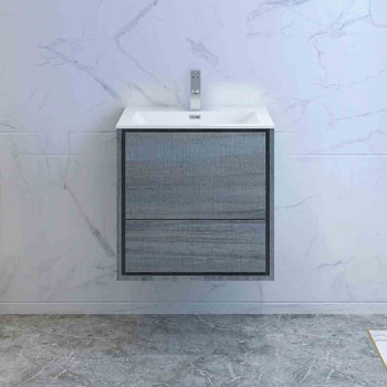 24" Ocean Gray Cabinet with Sink Front View