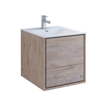 24" Rustic Natural Wood Cabinet with Sink Product View