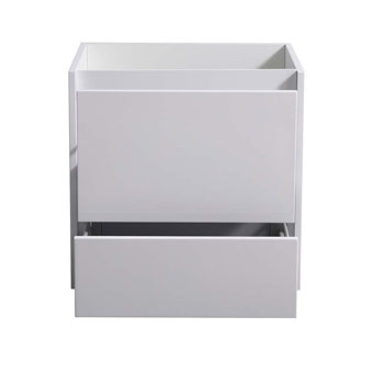 24" Glossy White Cabinet Only Drawers Open