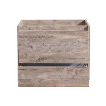 30" Rustic Natural Wood Cabinet Only Drawers Open
