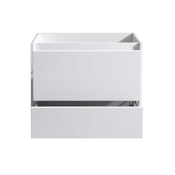 30" Glossy White Cabinet Only Drawers Open