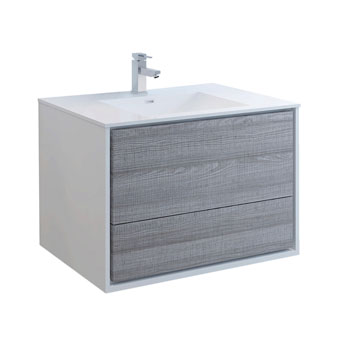 36" Glossy Ash Gray Cabinet with Sink Product View