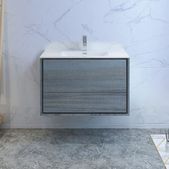 36" Ocean Gray Cabinet with Sink Front View