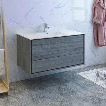 48" Ocean Gray Cabinet with Sink Side View