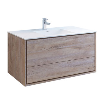 48" Rustic Natural Wood Single Cabinet with Sink Product View