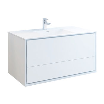 48" Glossy White Single Cabinet with Sink Product View