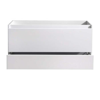 48" Glossy White Single Cabinet Only Drawers Open