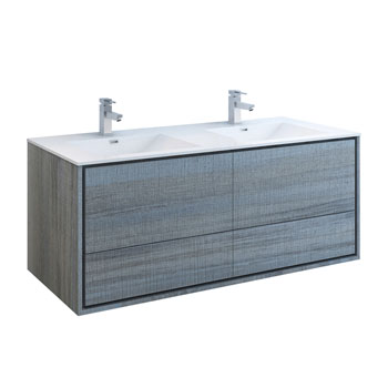 60" Ocean Gray Double Cabinet with Sinks Product View