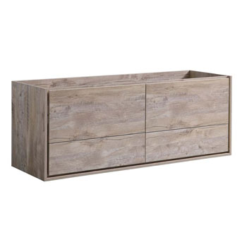 60" Rustic Natural Wood Double Cabinet Only Side View