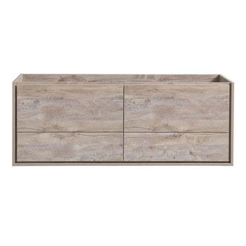 60" Rustic Natural Wood Double Cabinet Only Front View