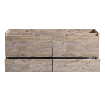 60" Rustic Natural Wood Double Cabinet Only Drawers Open