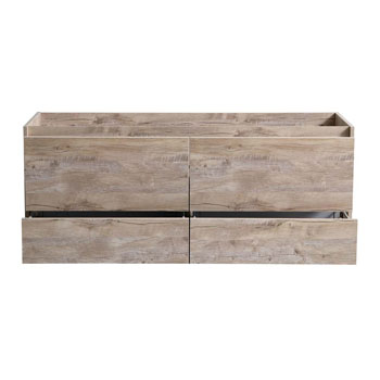 60" Rustic Natural Wood Single Cabinet Only Drawers Open