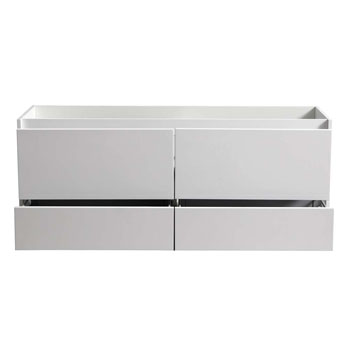 60" Glossy White Double Cabinet Only Drawers Open