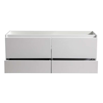 60" Glossy White Single Cabinet Only Drawers Open