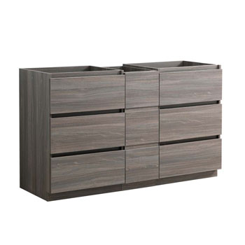 60" Gray Wood Partitioned Cabinet Only Side View