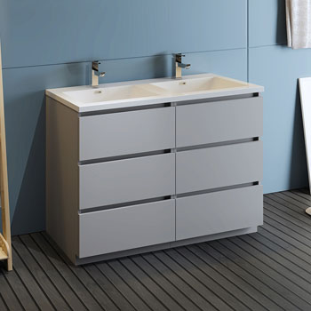 Gray Double Cabinet with Sink Side View