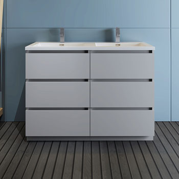 Gray Double Cabinet with Sink Front View