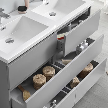 Gray Double Cabinet with Sink Overhead View
