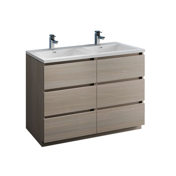 Gray Wood Double Cabinet with Sink Product View