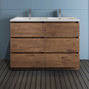 Rosewood Double Cabinet with Sink Front View