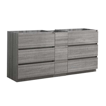 72" Glossy Ash Gray Partitioned Cabinet Only Side View
